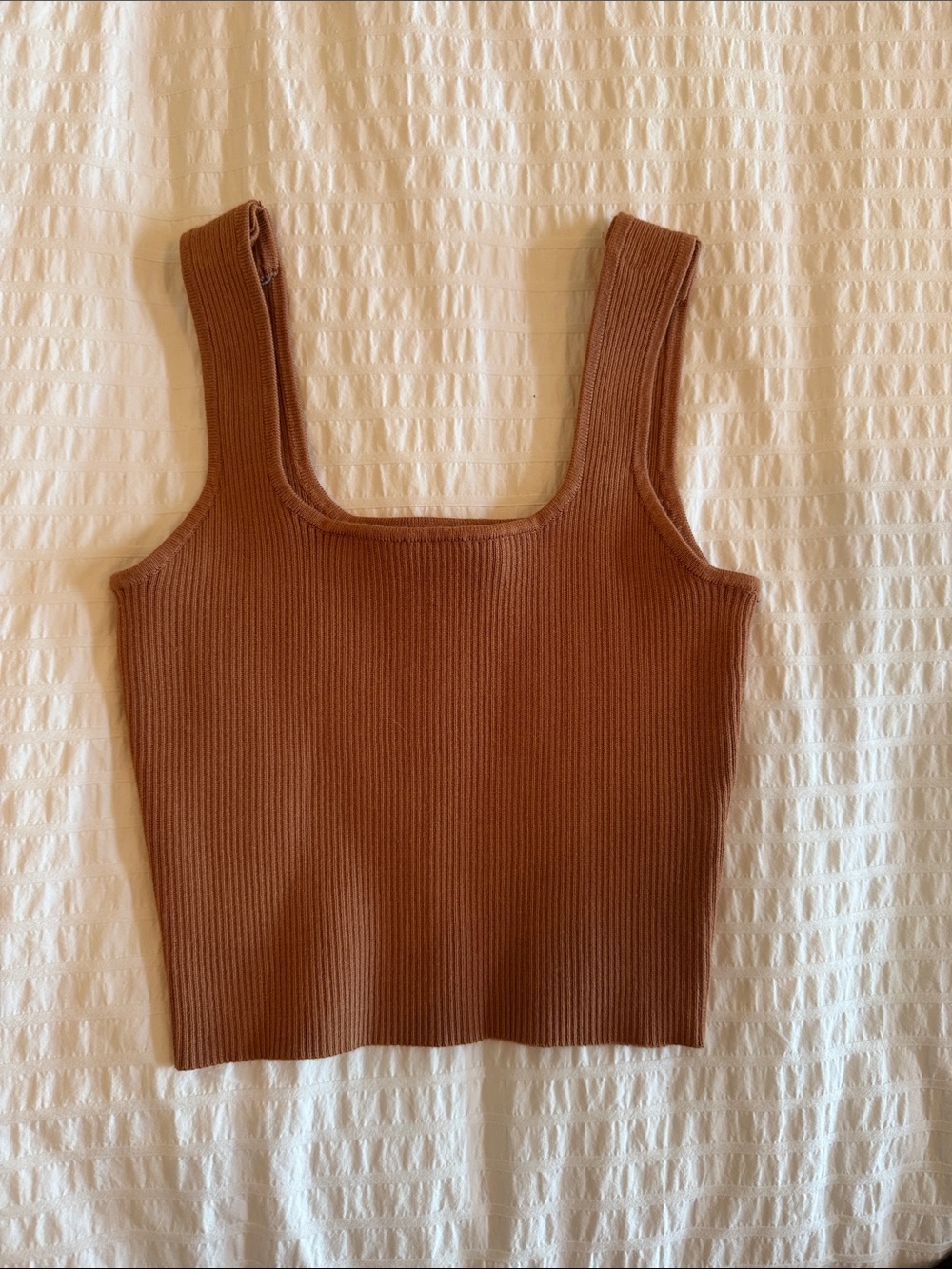 Forever 21 Ribbed Square-Neck Tank Top - Chocolate Brown - Picture 2 of 3